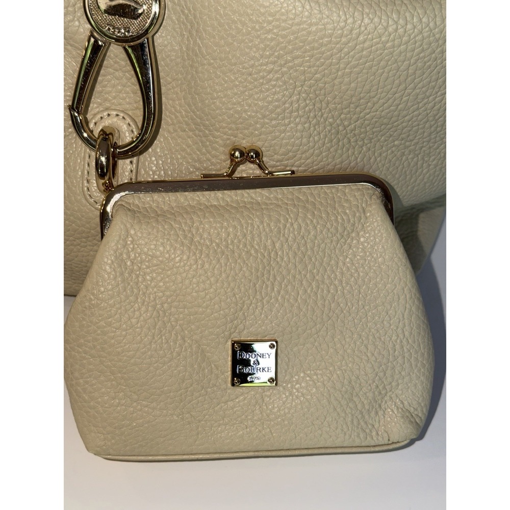 Dooney & Bourke Ivory Pebble Leather Hobo Shoulder Bag Wallet Pink Lining - Picture 8 of 16